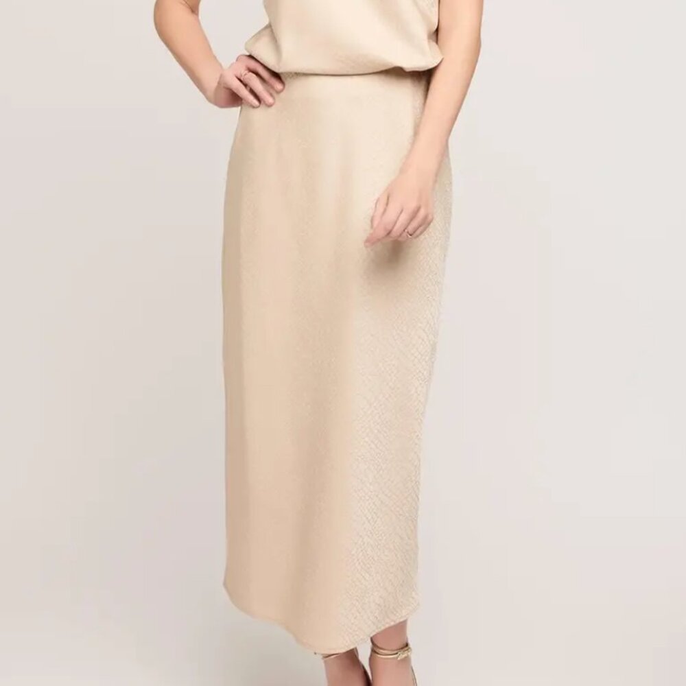 Gentle Fawn - Bonnie Satin Midi Skirt - Bone - XS